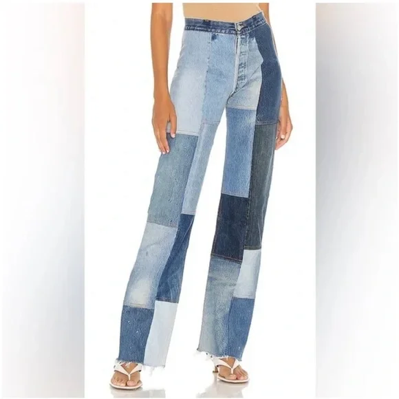 Re/Done Levi’s Indigo the Amina Patchwork Jean Jeans 27 - Picture 1 of 10